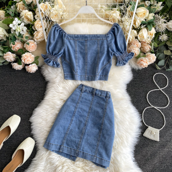 Modern női farmer szett gombokkal