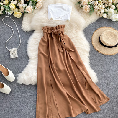 Μοντέρνο γυναικείο σετ από δύο μέρη φούστα + αμάνικο