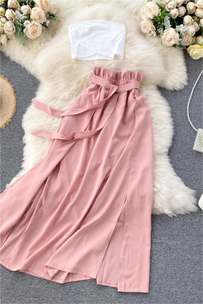 Μοντέρνο γυναικείο σετ από δύο μέρη φούστα + αμάνικο