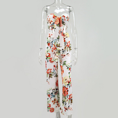 Modern nyári szett mellesebb és hosszú nadrágból, virágmintával