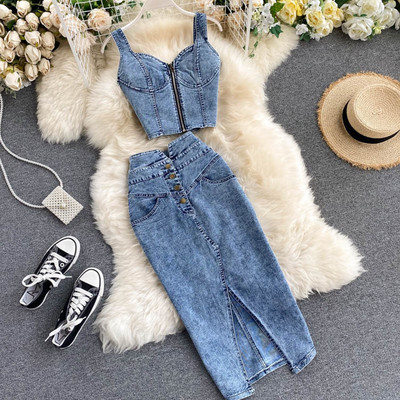 Kasdienis moteriškas sijonų komplektas + džinsinis apatinis trikotažas