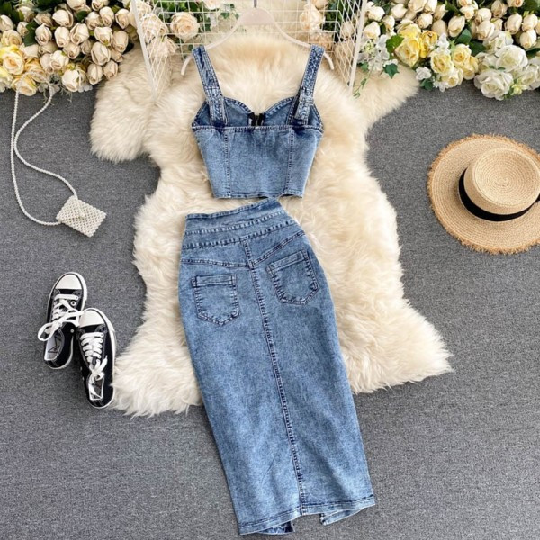 Kasdienis moteriškas sijonų komplektas + džinsinis apatinis trikotažas