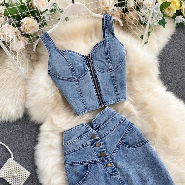 Kasdienis moteriškas sijonų komplektas + džinsinis apatinis trikotažas