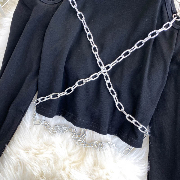 Fekete színű női szett - blúz csupasz váll és szoknyával