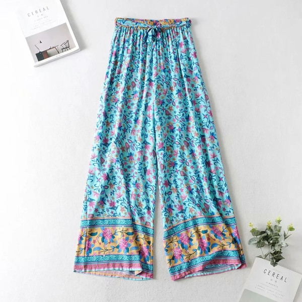 Γυναικείο σετ άνοιξη-καλοκαίρι κοντό αμάνικο και φαρδιά παντελόνι