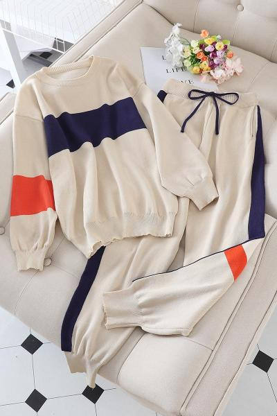 Alkalmi női kötött szett elasztikus derékkal