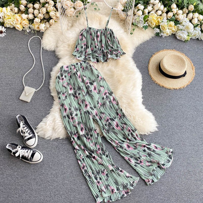 Napi női rakott kétrészes szett virágmintával