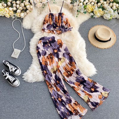 Napi női rakott kétrészes szett virágmintával