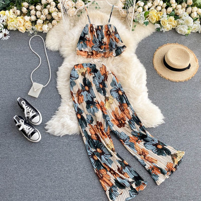 Napi női rakott kétrészes szett virágmintával