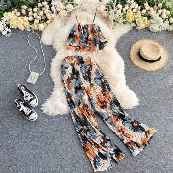 Napi női rakott kétrészes szett virágmintával