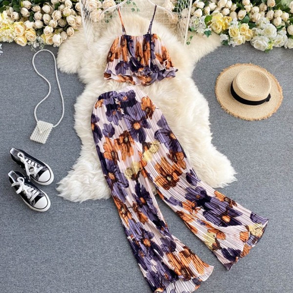 Napi női rakott kétrészes szett virágmintával