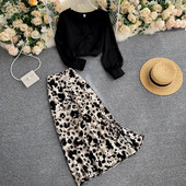 Γυναικεία σετ μπλούζα με μακριά μανίκια + φούστα