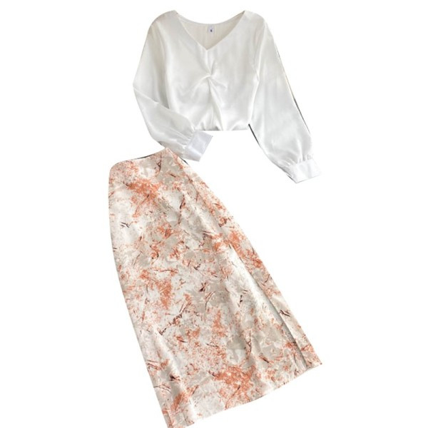 Γυναικεία σετ μπλούζα με μακριά μανίκια + φούστα