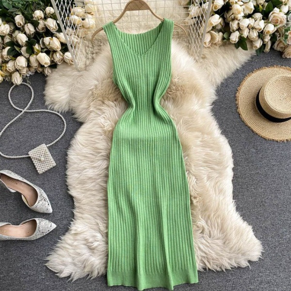 Naiste igapäevane kaheosaline roheline ja roosa kootud komplekt