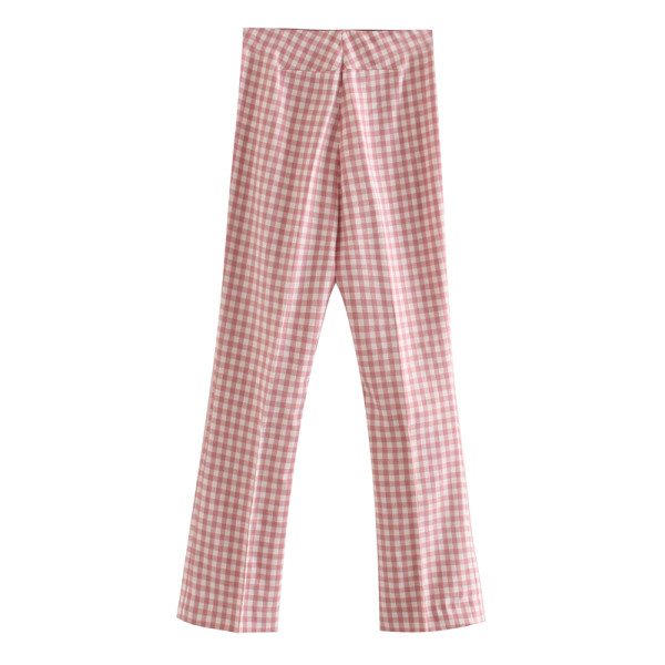 Μοντέρνο καρό γυναικείο κοστούμι με ζώνη 