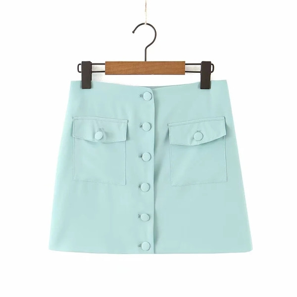 Suvine vabaaja ülikond - lühike jakk ja nööpidega seelik