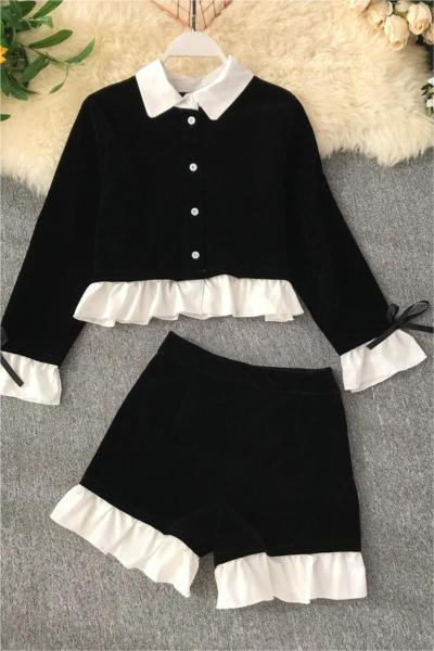 Naiste igapäevane komplekt kahest osast - must