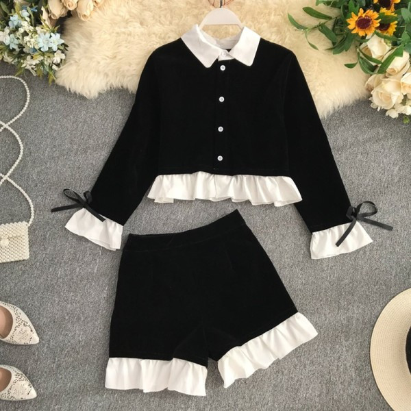 Naiste igapäevane komplekt kahest osast - must