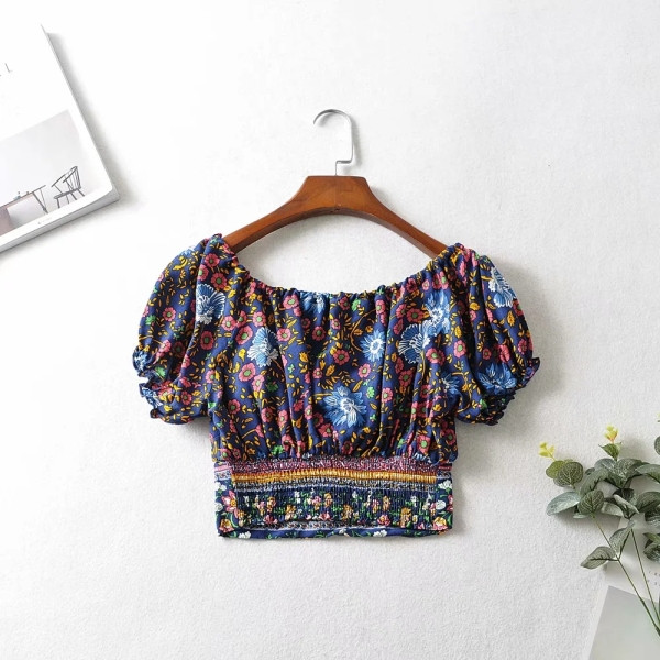 Naiste lühike pluus + lillelise mustriga seelik