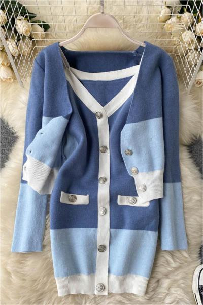 Νέο μοντέλο γυναικείο πλεκτό σετ  - ζακλετα  και φόρεμα 