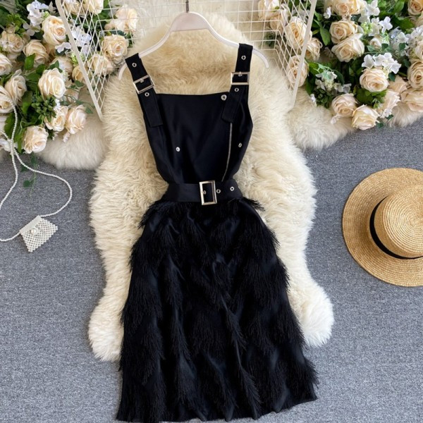 Új modell női blúz és ruha szett fekete rojtokkal