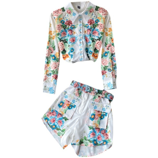Új modell női szett virágos motívumokkal és gombokkal
