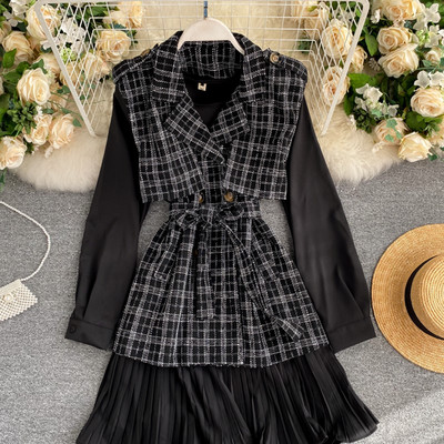 Uue mudeli kaheosaline naiste ruuduline komplekt