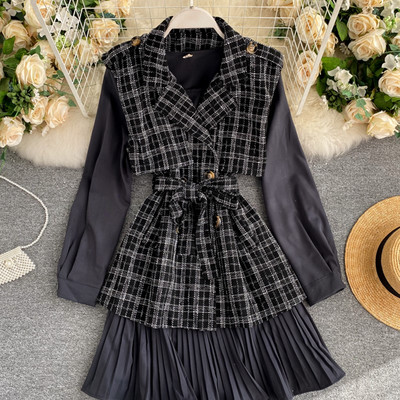 Uue mudeli kaheosaline naiste ruuduline komplekt