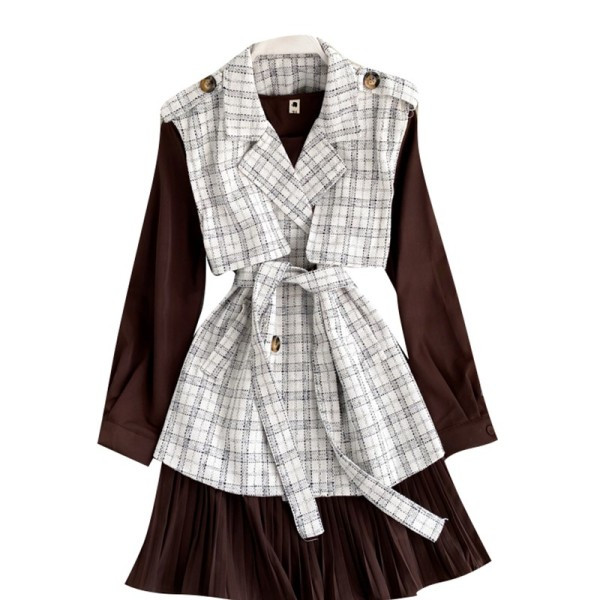 Uue mudeli kaheosaline naiste ruuduline komplekt