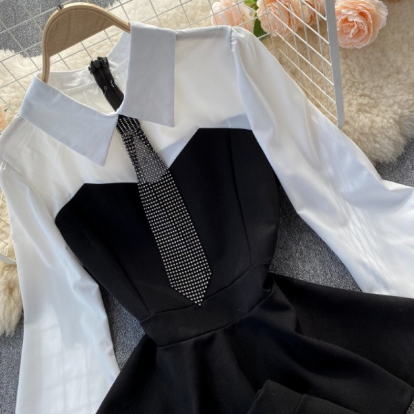 Naiste sügis-talvine krae ja lühikeste pükstega pluusikomplekt