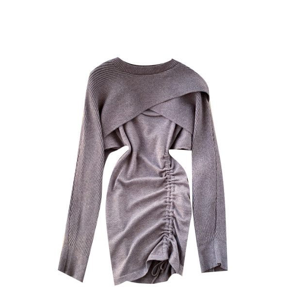 Дамски модерен комплект от две части-рокля и блуза