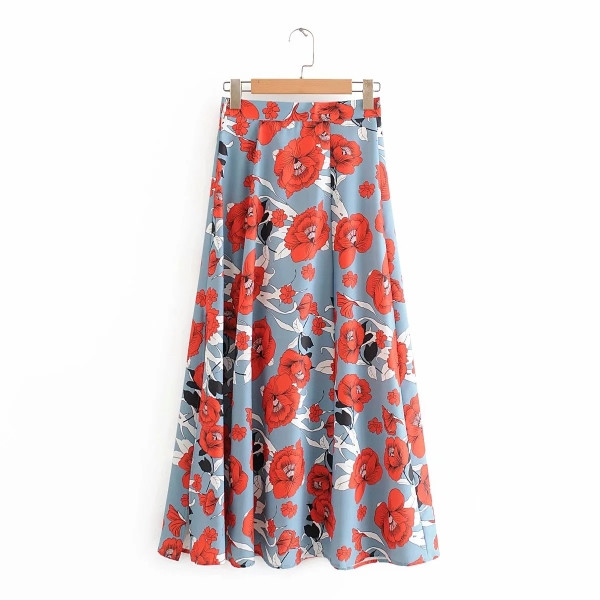 Moodne lillemustriga rinna- ja seelikukomplekt