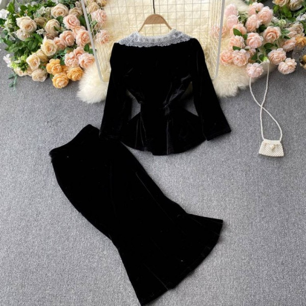 Naiste igapäevane musta värvi sametikomplekt