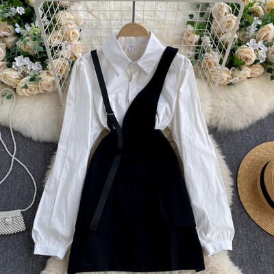 Moodne naiste komplekt klassikalisest särgist ja kleidist