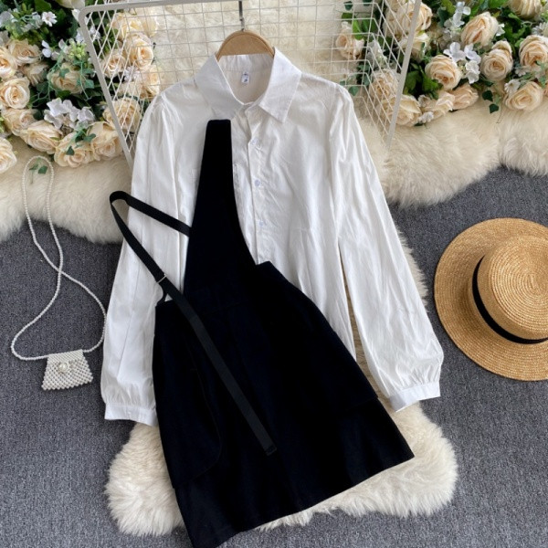 Moodne naiste komplekt klassikalisest särgist ja kleidist