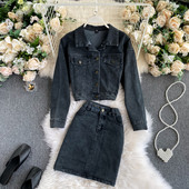 Női farmer szett két részből, gombokkal