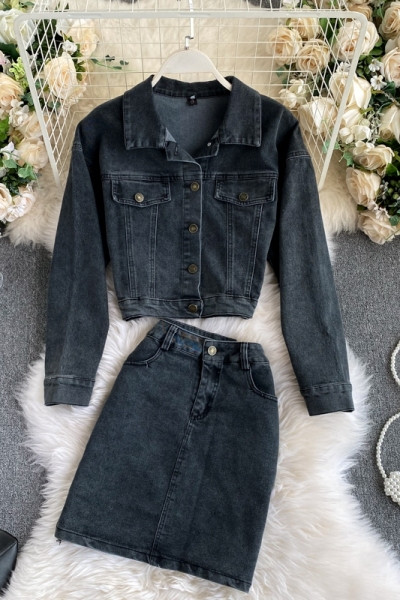 Női farmer szett két részből, gombokkal