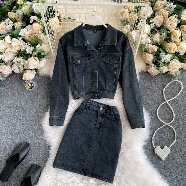 Női farmer szett két részből, gombokkal