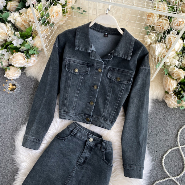 Női farmer szett két részből, gombokkal