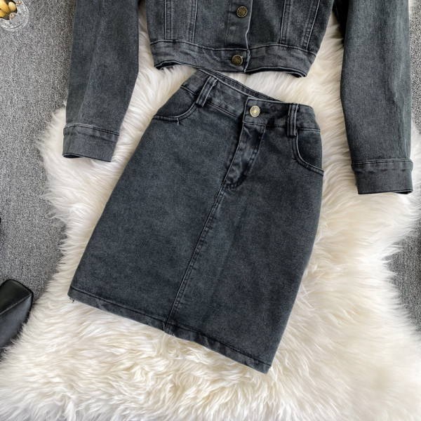 Női farmer szett két részből, gombokkal