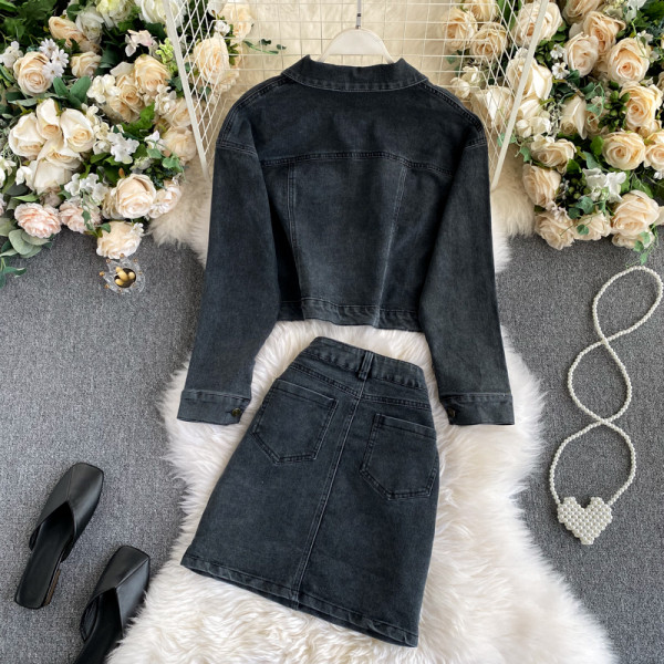 Női farmer szett két részből, gombokkal