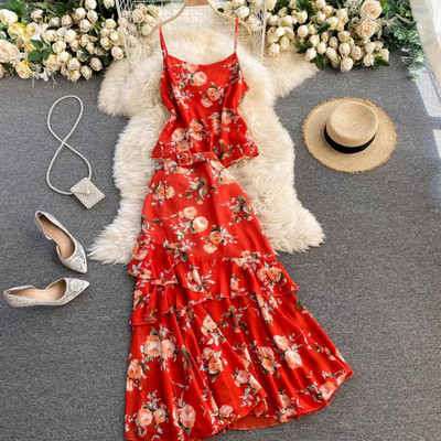 Női alkalmi szett virágmintával és övvel