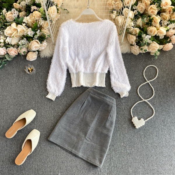 Modern női szoknya és blúz szett