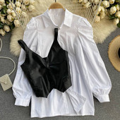 Két részből álló napi női szett - ing és mellény