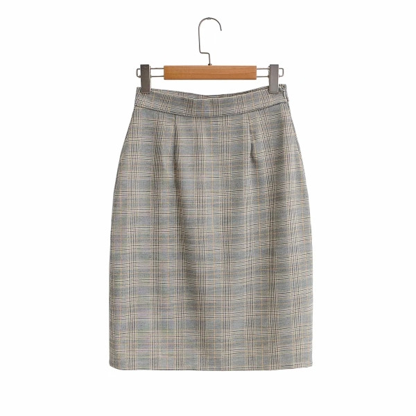 Καρό σετ σακάκι και φούστα για γυναίκες