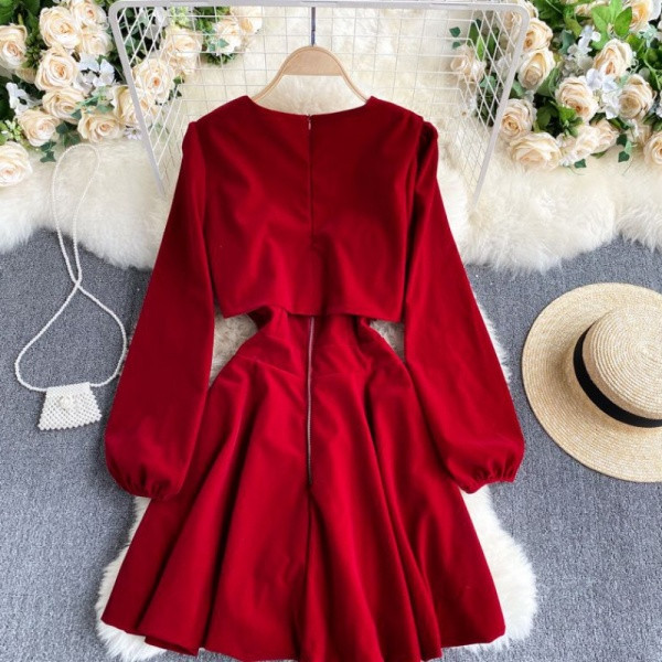 Naiste kaheosaline päevakomplekt, punane ja must