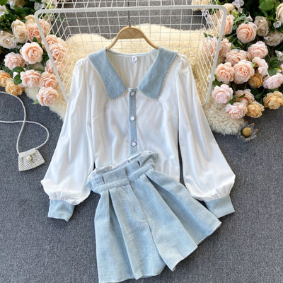 Napi női szett kék-fehér színben