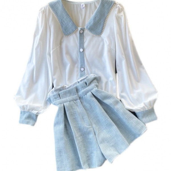 Napi női szett kék-fehér színben