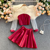 Stílusos női blúz és szoknya szett