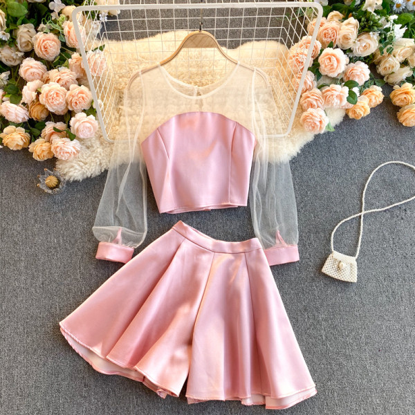 Stílusos női blúz és szoknya szett